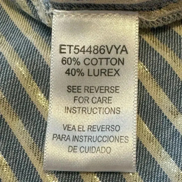 Altar'd State Women’s Medium Blue & Gold Striped Bell Sleeve Blouse with Tassels - Picture 7 of 7